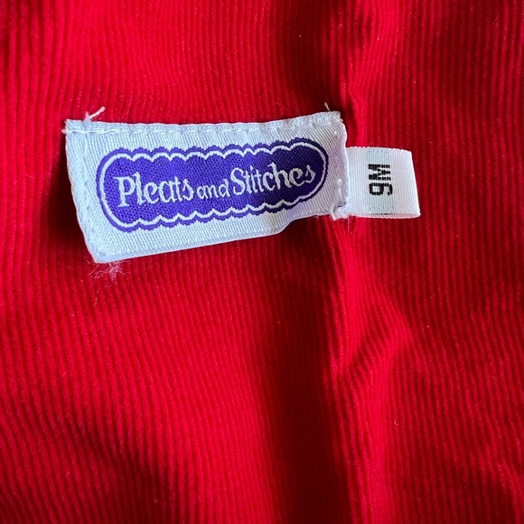 Pleats and Stitches Red Christmas Courdory Overalls 9m - Picture 5 of 5